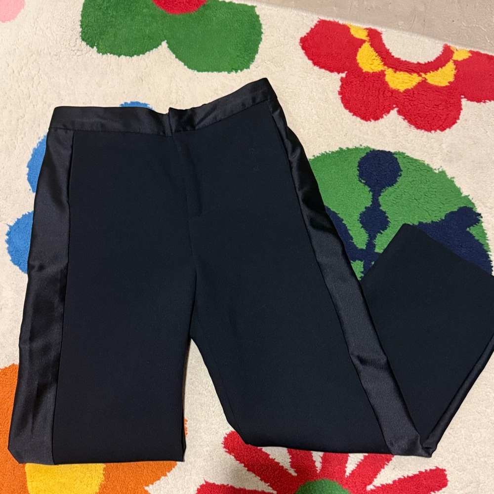 Zara kids Black Satin-Trim Pants
